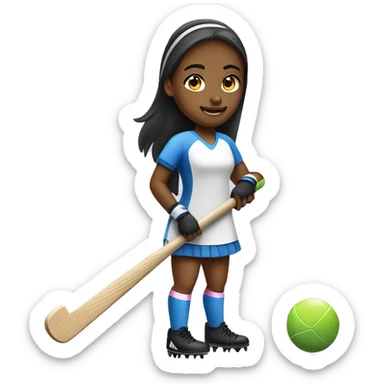 girl playing field hockey sticker