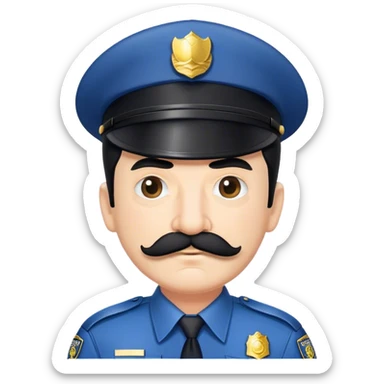 Old man police officer with black hair and a mustache  sticker