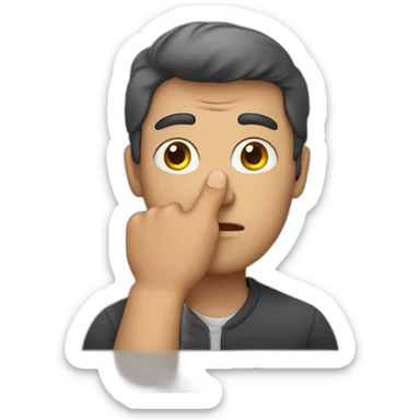 A man pulls his eye with the finger of his hand sticker