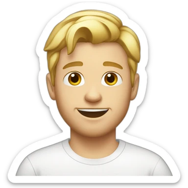 twenty year old white boy with blond hair and little beard with white t-shirt sticker