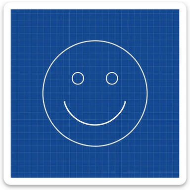 frame 10 with fully blue blueprint background with all grid lines drawn, smiley face unchanged sticker