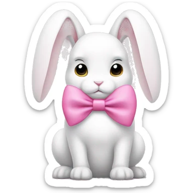 white bunny emoji wearing pink bow sticker
