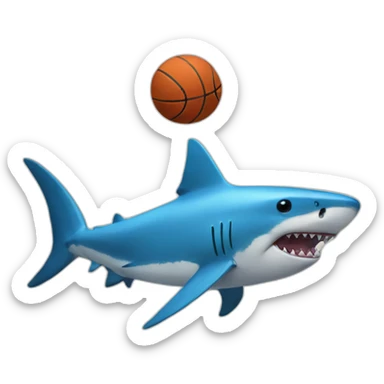 blue shark playing basketball sticker