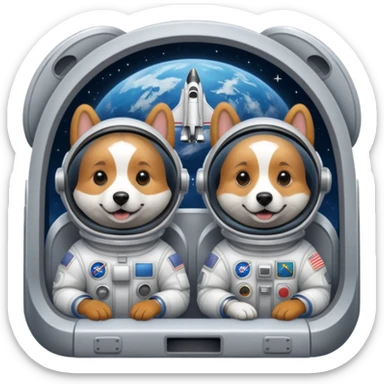 dogs flying space shuttle sticker