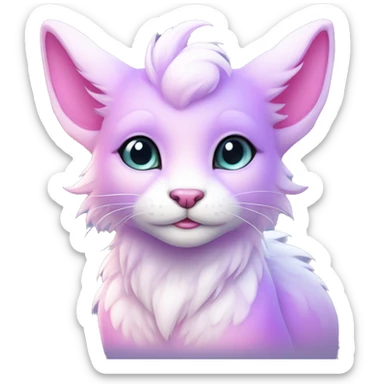 Kawaii colorful bright light pastel lilac-pink-white-gradient fantasy ethereal anthro fursona animal creature sticker