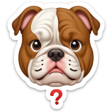 english bulldog with question mark above its head sticker