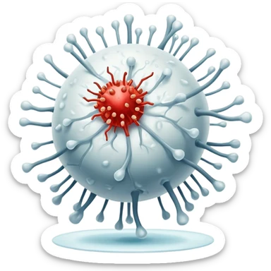 Immune system with white blood cells fighting virus sticker