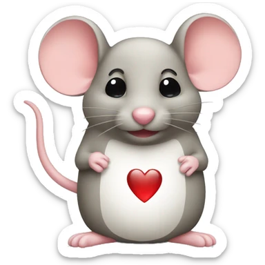 Mouse with a heart  sticker