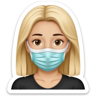 A woman with a face mask that only covers her face sticker