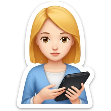 Girl holding kindle
 sticker