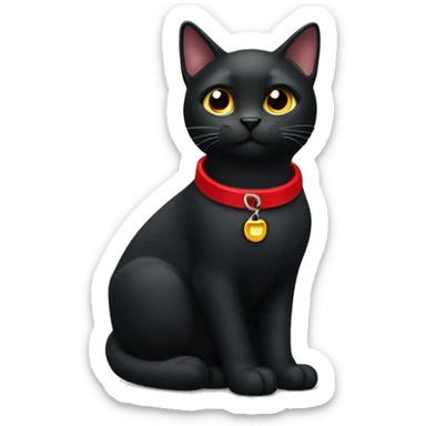 Black cat wearing red collar  sticker