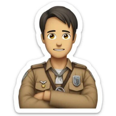 Person with right hand on the chest patriotically like attack on titan sticker