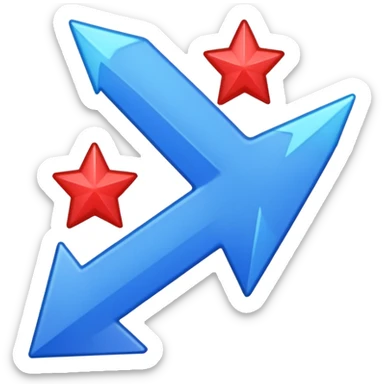 fait moi un émojie discord avec une fleche verre le haut bleu avec la bout un peu separer et des etoile a coté sticker