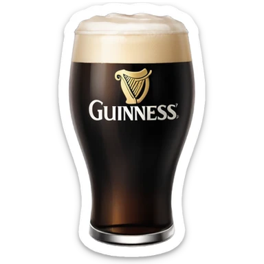 Pint of guiness with the glass only full to the g in the guiness logo on glass sticker