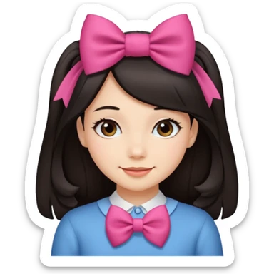 scout girl with hairbow on straight hair dark hair sticker