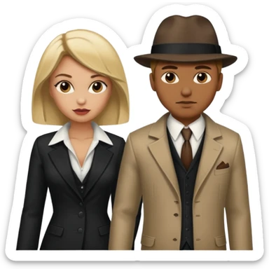 A gangster couple from the Bronx . She’s blond, he has brown hair sticker