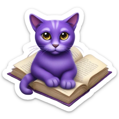 Purple cat with book sticker
