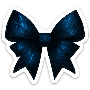 Remove the midnight blue roses from the gothic bow with splintered deep blue glass, holographic stardust, neon lightning, and a wet look. Keep the background transparent. sticker