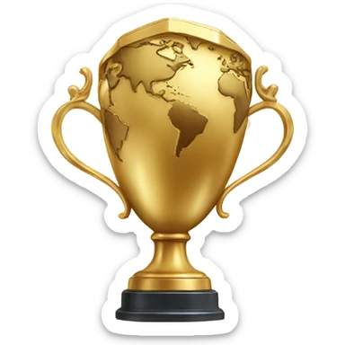 The world in the cup of huge golden trophy sticker