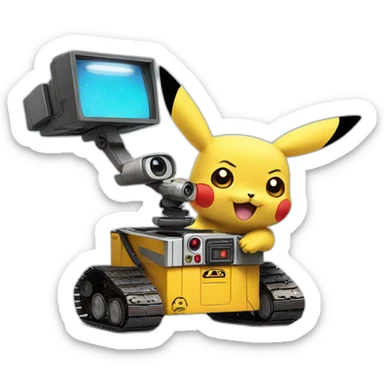 Pikachu slaps wall-e sticker