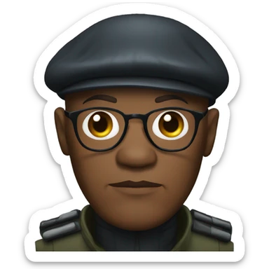 bald samuel l jackson serious wearing beret sticker