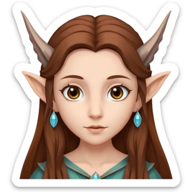 fae with gray eyes and long brown hair sticker