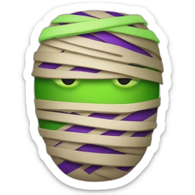 Mummy with luminous green and purple-striped bandages sticker