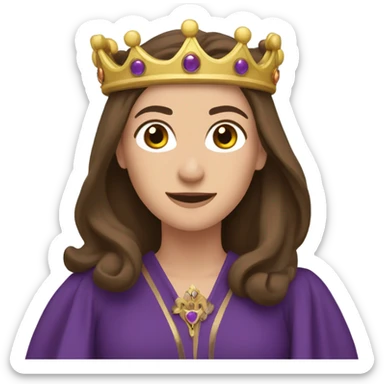 Caucasian long  brunette woman wearing formal royal purple robes and a crown who is falling in love. sticker