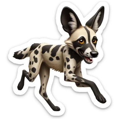 African Wild Dog running with pack  sticker