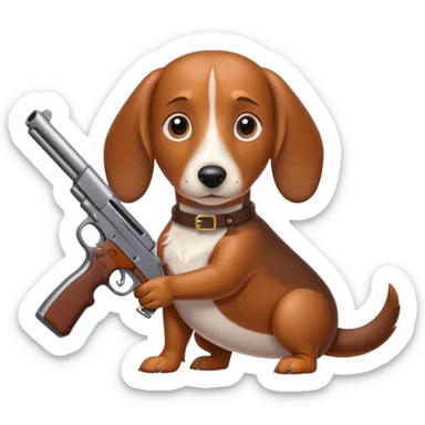 Wiener dog with gun sticker