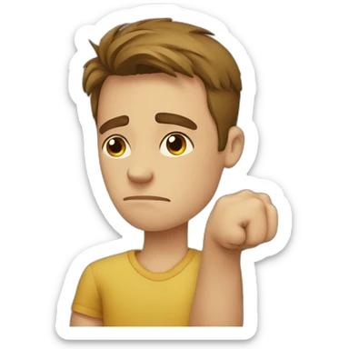 sad young man with thumb down sticker