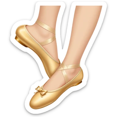 Elegant foot wearing golden ballet slipper sticker