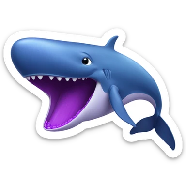 Blue whale purple, open mouth sticker