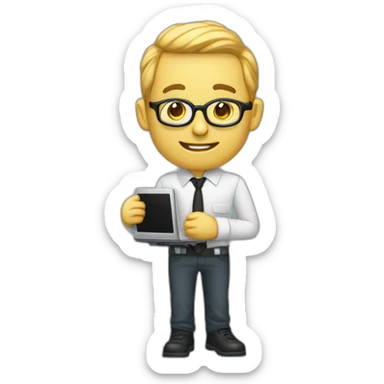 Un développeur d'application avec son ordinateur portable sticker