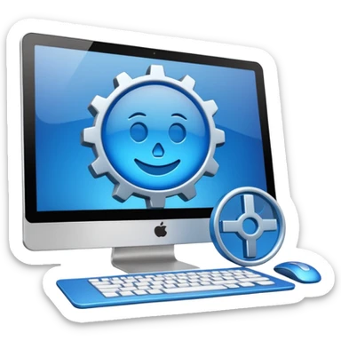 software development gear icon in computer sticker