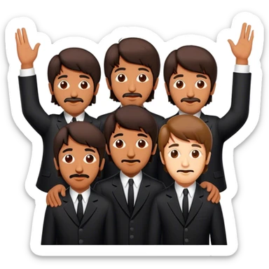 Cinematic Realistic The Beatles Pop Culture Emoji, showcasing an iconic, vibrant portrayal of the legendary band rendered with rich textures and nostalgic lighting that exude musical legacy. sticker