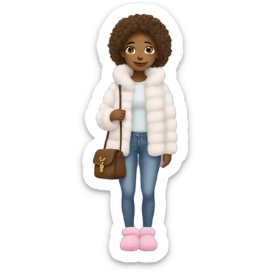 girl in fluffy slippers and cross body bag sticker