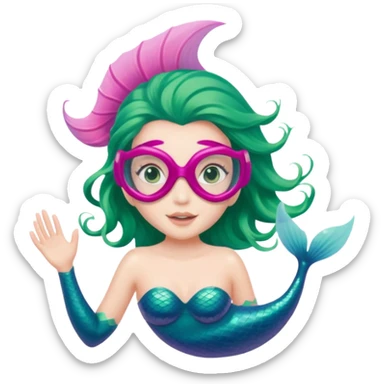 Mermaid wearing a light pink snorkel mask sticker