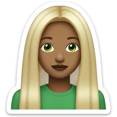 Aesthetic Girl with long straight blonde hair green eyes and filled lips sticker