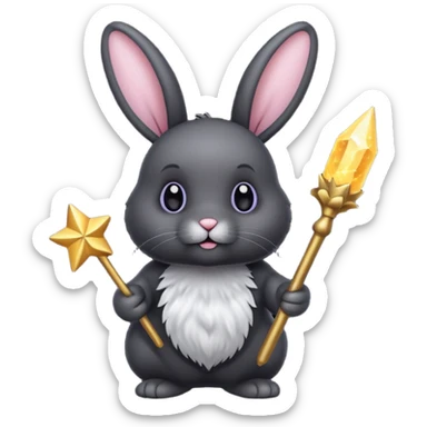 Black bunny with wand  sticker
