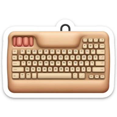 Computer keyboard missing keys, one spot replaced with exposed muscle. sticker