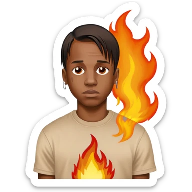 Travis Scott with fire in the background  sticker