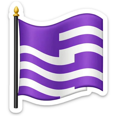 The emoji of a flag with three horizontal sections. The top is black, the middle is white, and the bottom is split in half. The bottom left is purple, and the bottom right is red sticker
