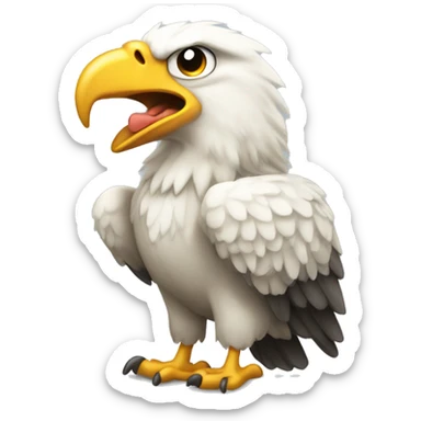 Aguila tipo caricatura feliz, triste, enojada, golpeando sticker