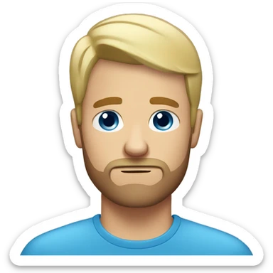 bored blonde man with short hair and short beard with blue eyes sticker