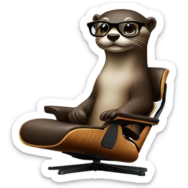 otter with glasses on an eames lounge chair sticker