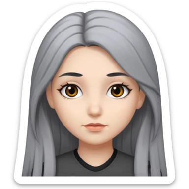 girl with black eyes and long black and gray hair sticker