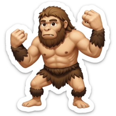 Can you make a emoji of a Neanderthal  with his knuckles dragging on the ground? sticker