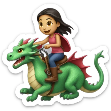 Girl Riding Dragon sticker
