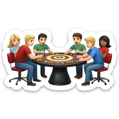 tornado carrying people at a game table sticker